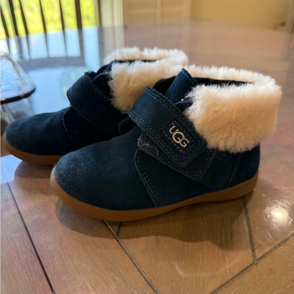 UGG Kids' Dark Blue Boots with Cream Fur